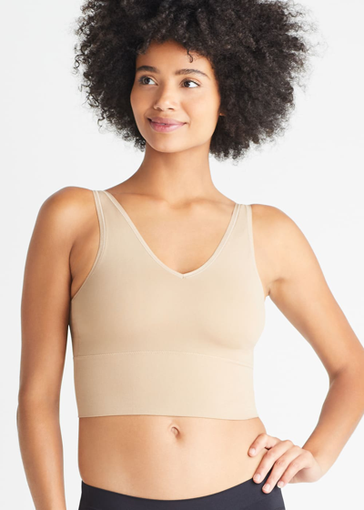 Shop Yummie Claudia Longline Bra Top In Almond