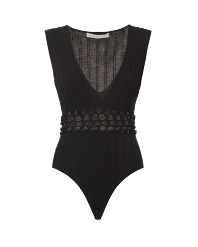 Shop Dion Lee Ribbed Knit Bodysuit In Black
