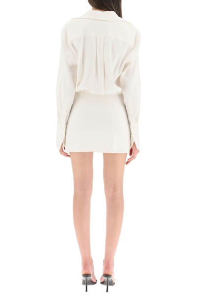 Shop Gauge81 'cusco' Linen Canvas Mini Dress In White