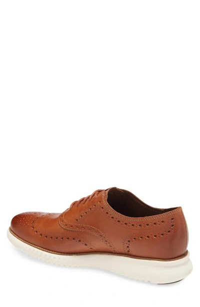 Shop Cole Haan 2.zerogrand Wingtip Oxford In British Tan Leather/ Ivory
