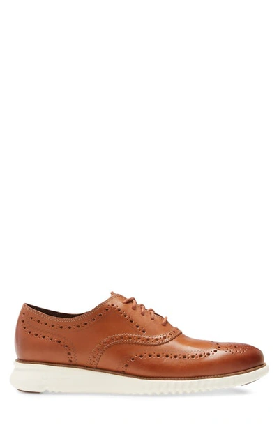 Shop Cole Haan 2.zerogrand Wingtip Oxford In British Tan Leather/ Ivory