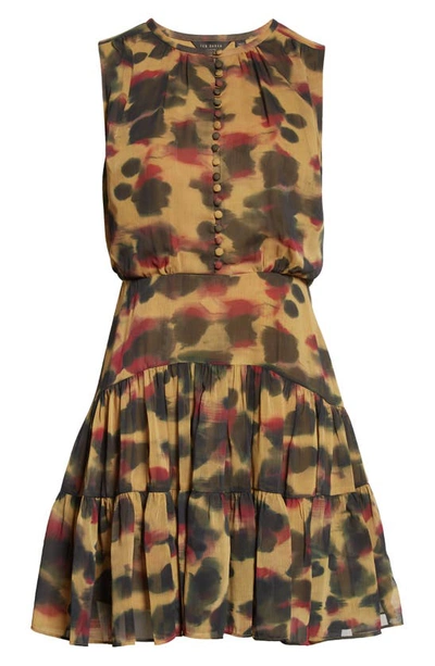 Shop Ted Baker Elvinia Abstract Animal Print Georgette Dress In Brown