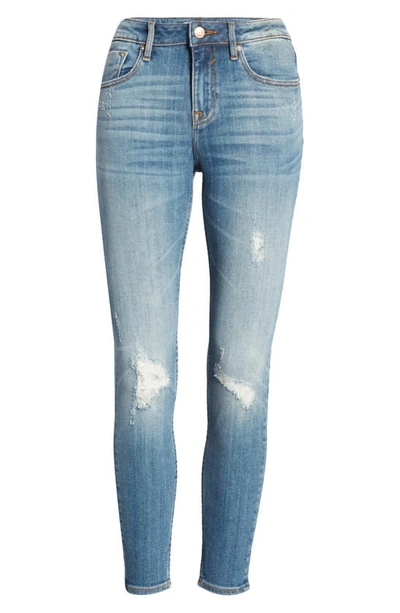 Shop Vigoss Jagger Distressed Crop Skinny Jeans In Medium Wash