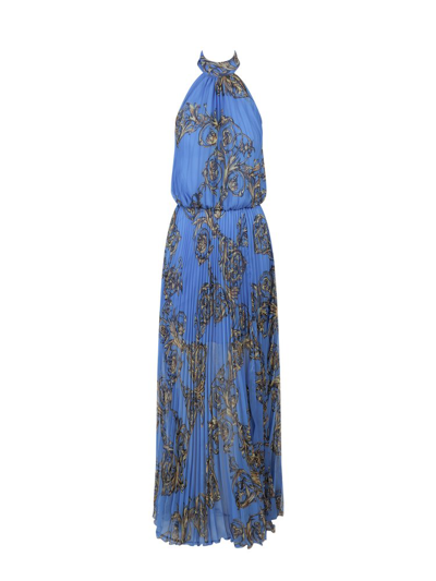 Shop Versace Jeans Couture Garland Printed Pleated Maxi Dress In Multi