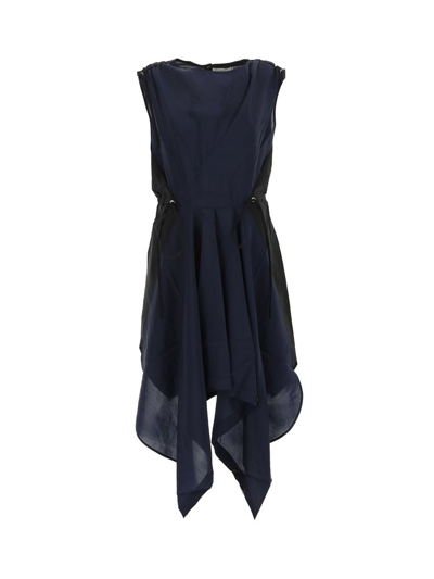 Shop Jw Anderson Drawstring Waist Sleeveless Midi Dress In Navy