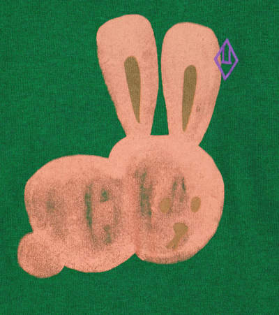 The Animals Observatory Rabbit Printed Wool Tricot Knit Sweater In Green