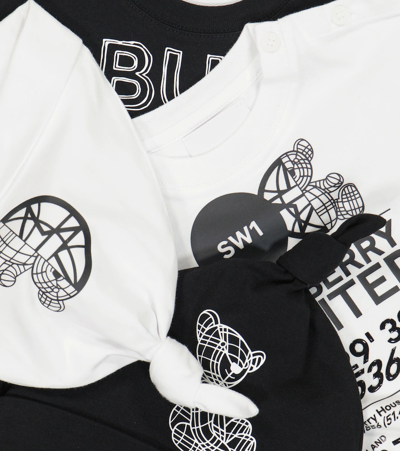 Burberry Baby Set Of 2 Cotton Bodysuit And Beanies In Black
