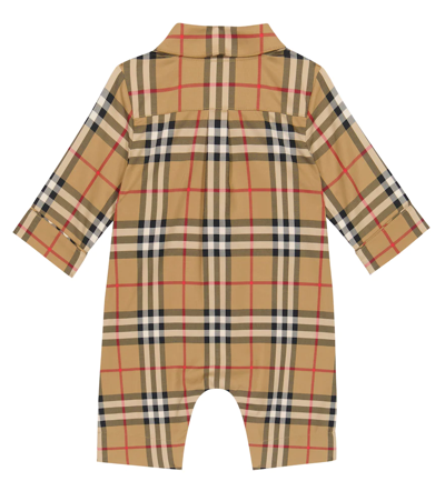 Shop Burberry Baby Vintage Check Cotton-blend Playsuit In Archive Beige Ip Chk