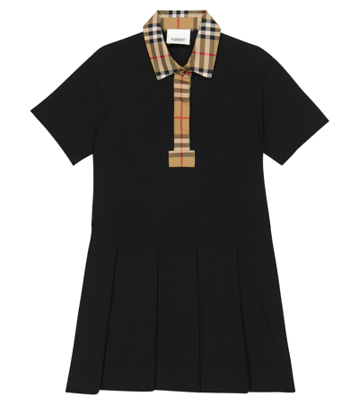 Shop Burberry Vintage Check Cotton Polo Dress In Black