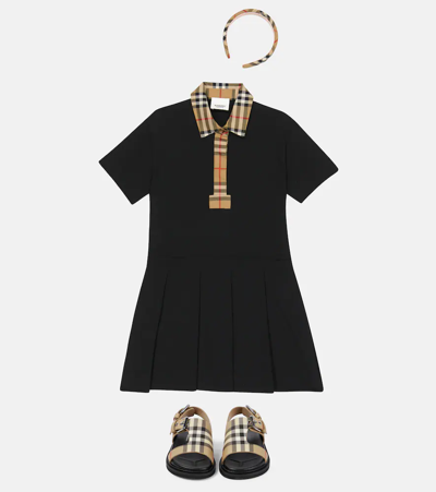 Burberry Girl's Sigrid Vintage Check Polo Shirt Dress In Black