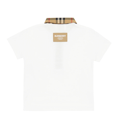 Shop Burberry Baby Vintage Check Cotton Polo Shirt In White