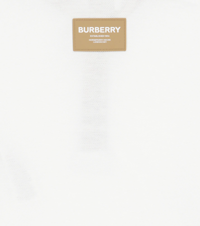 Shop Burberry Baby Vintage Check Cotton Polo Shirt In White