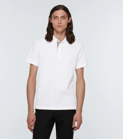 Shop Burberry Cotton Piqué Polo Shirt In White
