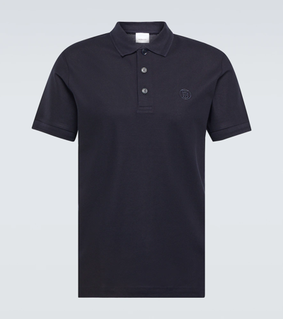 Shop Burberry Cotton Piqué Polo Shirt In Coal Blue