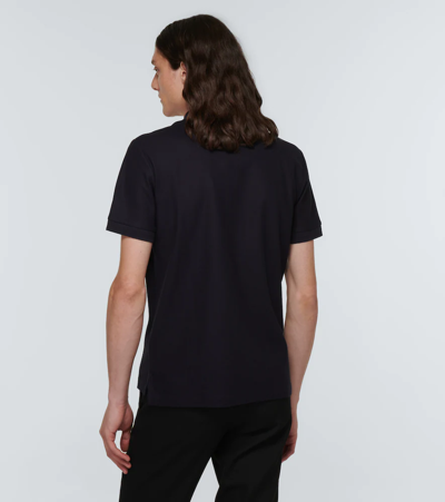 Shop Burberry Cotton Piqué Polo Shirt In Coal Blue