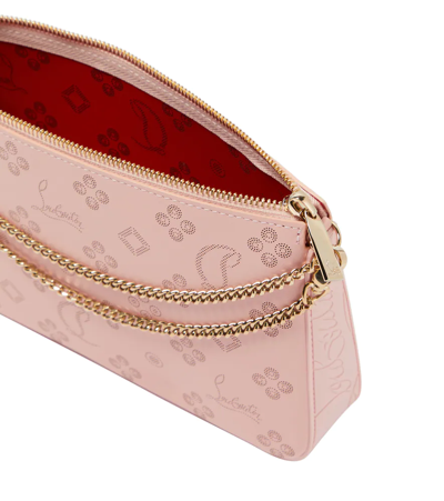 Shop Christian Louboutin Loubila Perforated Leather Clutch In Rosy/rosy