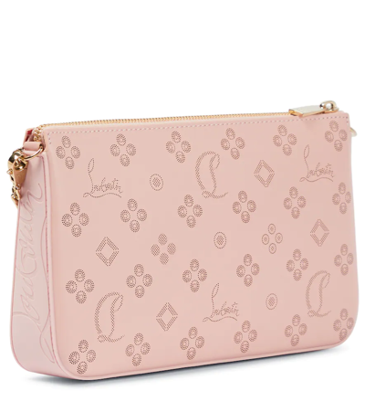 Shop Christian Louboutin Loubila Perforated Leather Clutch In Rosy/rosy