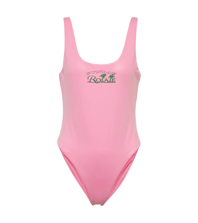 Rotate Birger Christensen Cismione Logo Swimsuit In Fuschia Pink