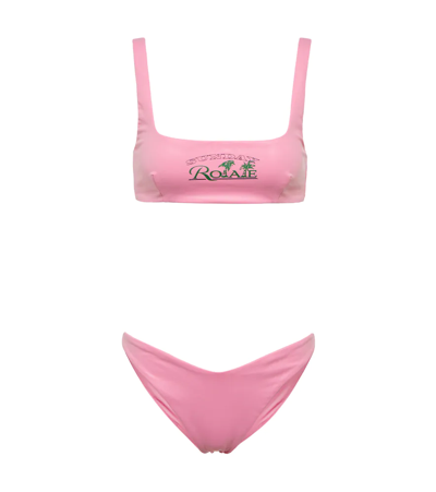 Rotate Birger Christensen Pearla Logo Bikini In Fuschia Pink