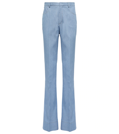 Shop Saint Laurent High-rise Flared Jeans In Light Blue