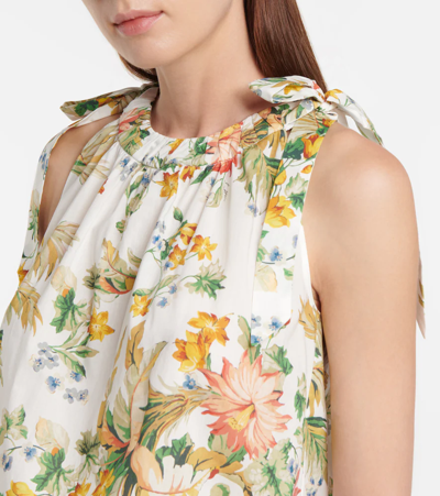Shop Erdem Vacation Maia Floral Cotton Top In White