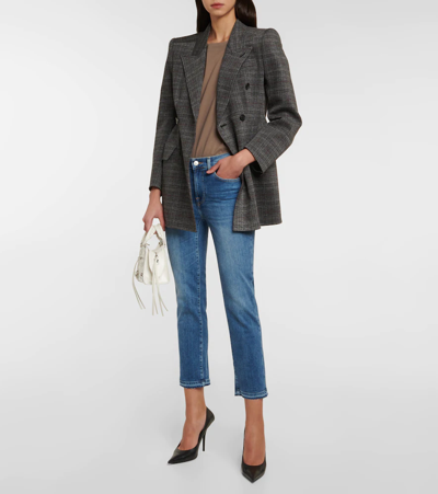 Shop 7 For All Mankind The Straight Crop Mid-rise Jeans In Light Blue