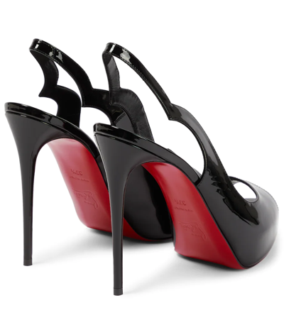 Shop Christian Louboutin Hot Chick Patent Leather Slingback Pumps In Black/lin Black