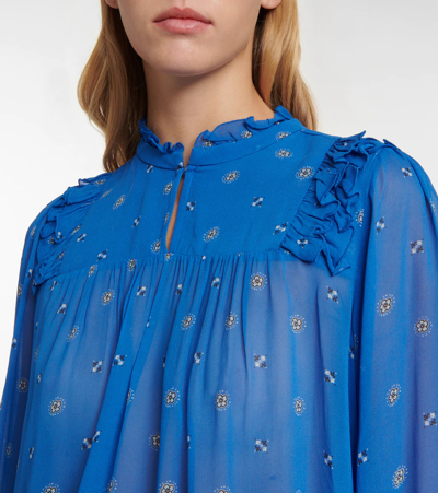 Shop Dorothee Schumacher Floral Romance Blouse In Blue Tie Print