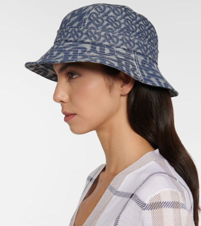 Burberry Women's Tb Monogram Denim Bucket Hat In Denim Blue Ip Pttn |  ModeSens