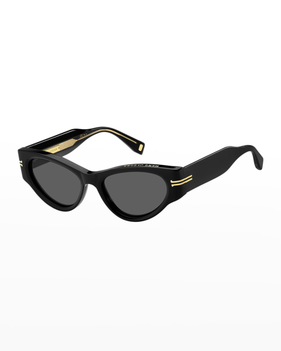 Shop Marc Jacobs Dramatic Acetate Cat-eye Sunglasses In Black