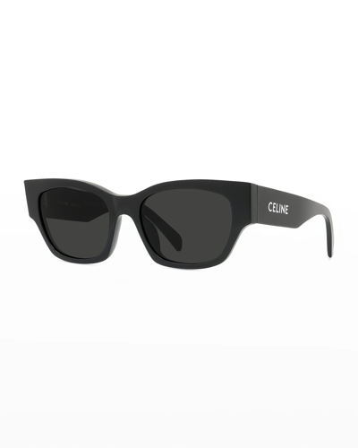 Shop Celine Rectangle Acetate Sunglasses In Black