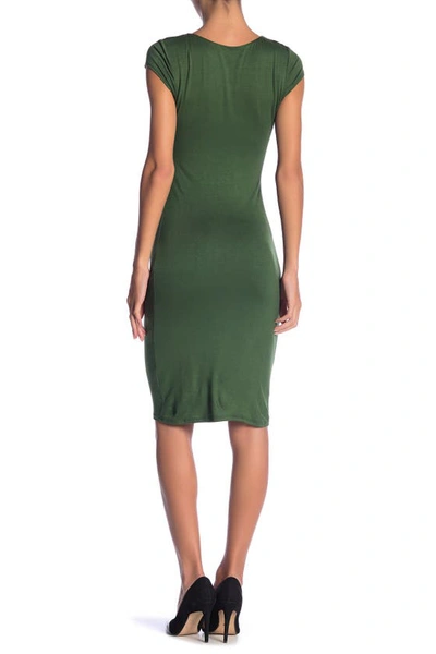 Shop Velvet Torch Cap Sleeve Bodycon Dress In Olive