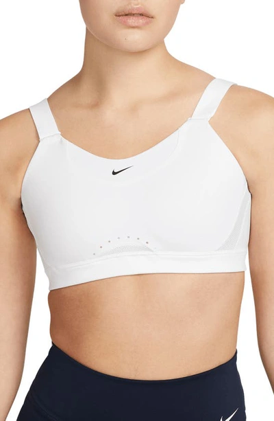 Shop Nike Dri-fit Alpha Sports Bra In White/ Stone Mauve/ Black