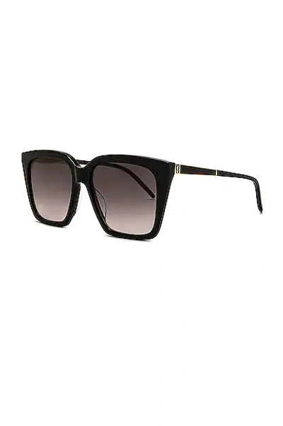 Shop Saint Laurent Large Square Sunglasses In Black