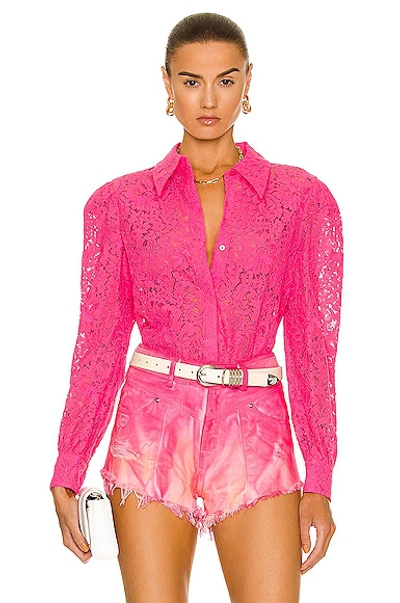Shop L Agence Jenica Lace Blouse In Rose