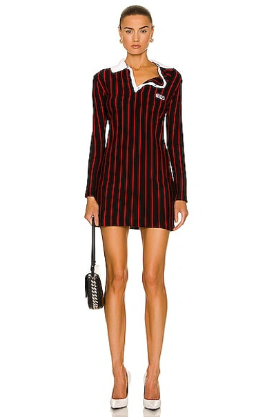 Shop Y/project X Fila Striped Polo Mini Dress In Black & Red