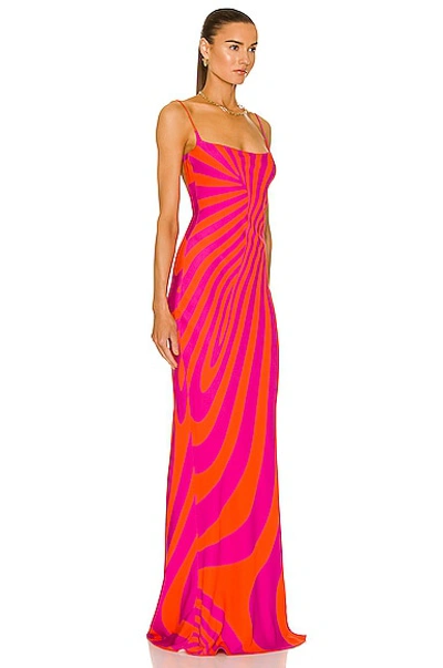 Shop Brandon Maxwell The Stephanie Gown In Fuchsia & Orange Swirl