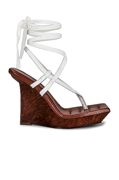 Gia Borghini X Rhw Lace Up Wedge Sandal In Off White | ModeSens