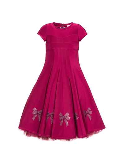 Shop Monnalisa Dress With Bows In Plum