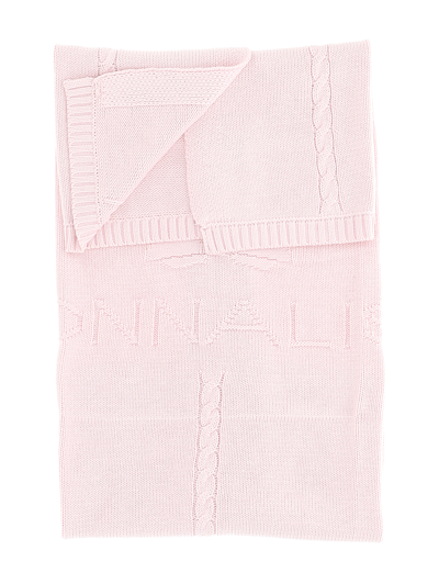 Shop Monnalisa Knit Baby Blanket In Dusty Pink Rose