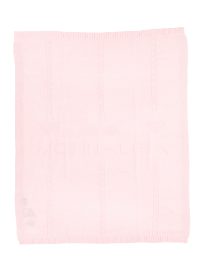 Shop Monnalisa Knit Baby Blanket In Dusty Pink Rose