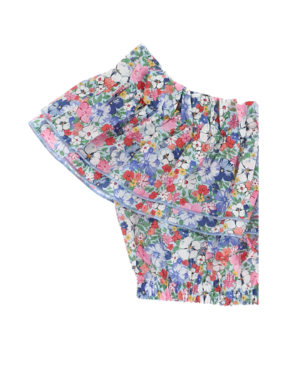 Shop Monnalisa Muslin Top With Flowers And Flounces In Multicolor