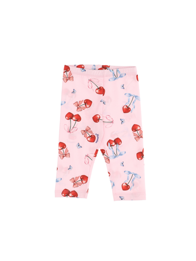 Shop Monnalisa Cherry Print Jersey Leggings In Red + Pink