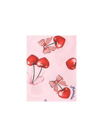 Shop Monnalisa Cherry Print Jersey Leggings In Red + Pink