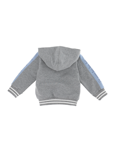 Shop Monnalisa Striped Cotton Sweatshirt In Grey + Sky Blue
