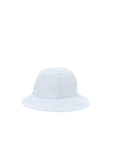Shop Monnalisa Cloud Print Poplin Hat In Cloud + Cream