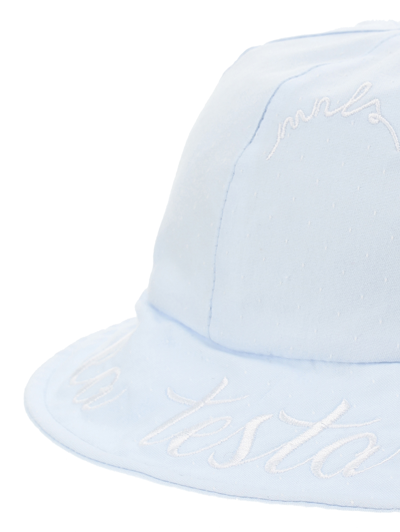 Shop Monnalisa Cloud Print Poplin Hat In Cloud + Cream