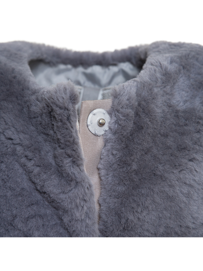 Shop Monnalisa Plush Vest With Mongolian In Medium Grey