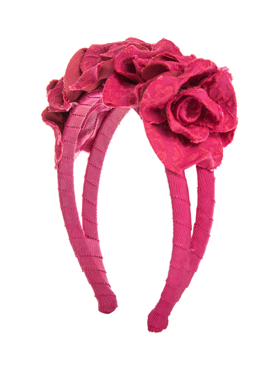 Shop Monnalisa Maxi Flower Hairband In Fuchsia
