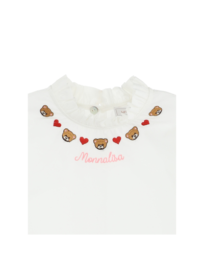 Shop Monnalisa Teddy Bear Poplin Shirt In Cream